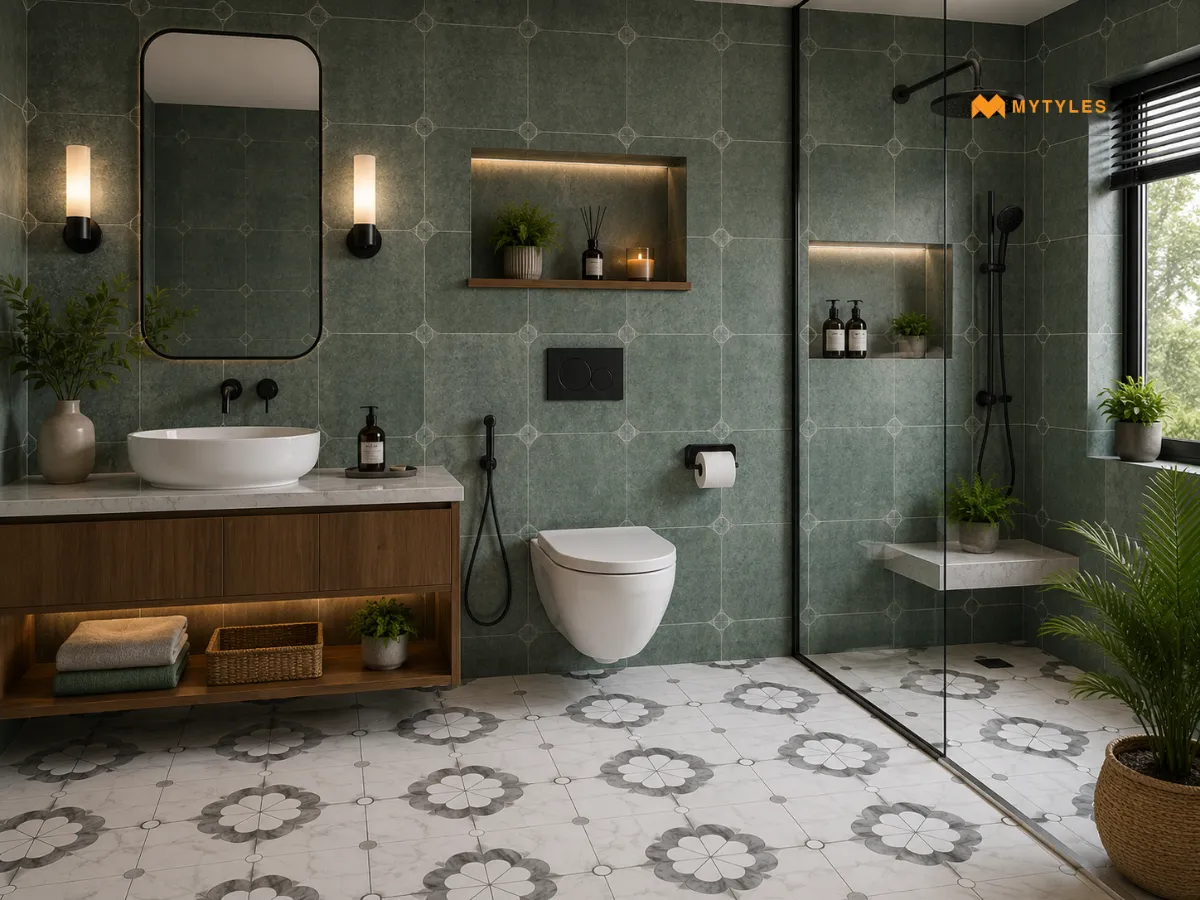 Imported Green Octagon Wall Tile with Moroccan Floor Tile